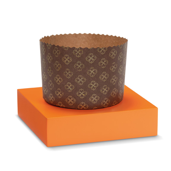 panetone alto marrom flores