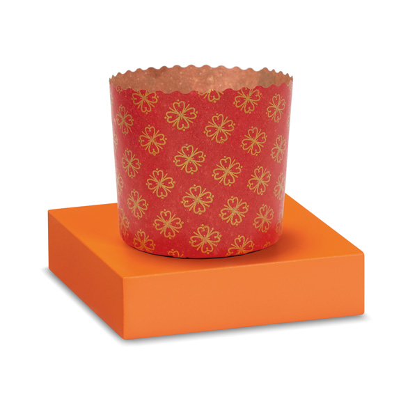 panetone alto vermelho flores